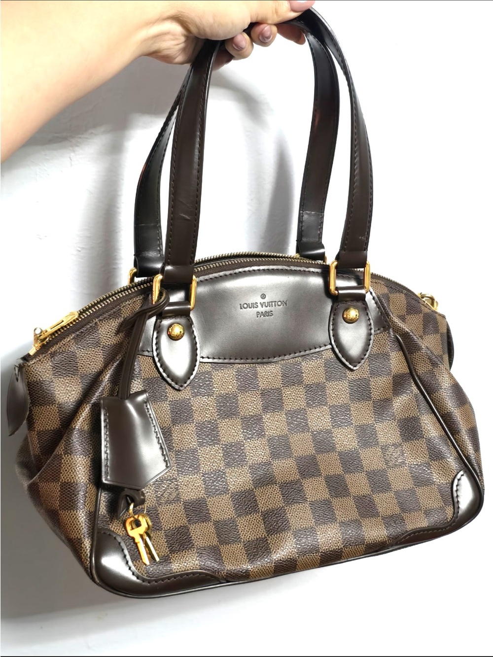 Louis Vuitton Brown Damier Ebene Satchel with Dark Brown Trim